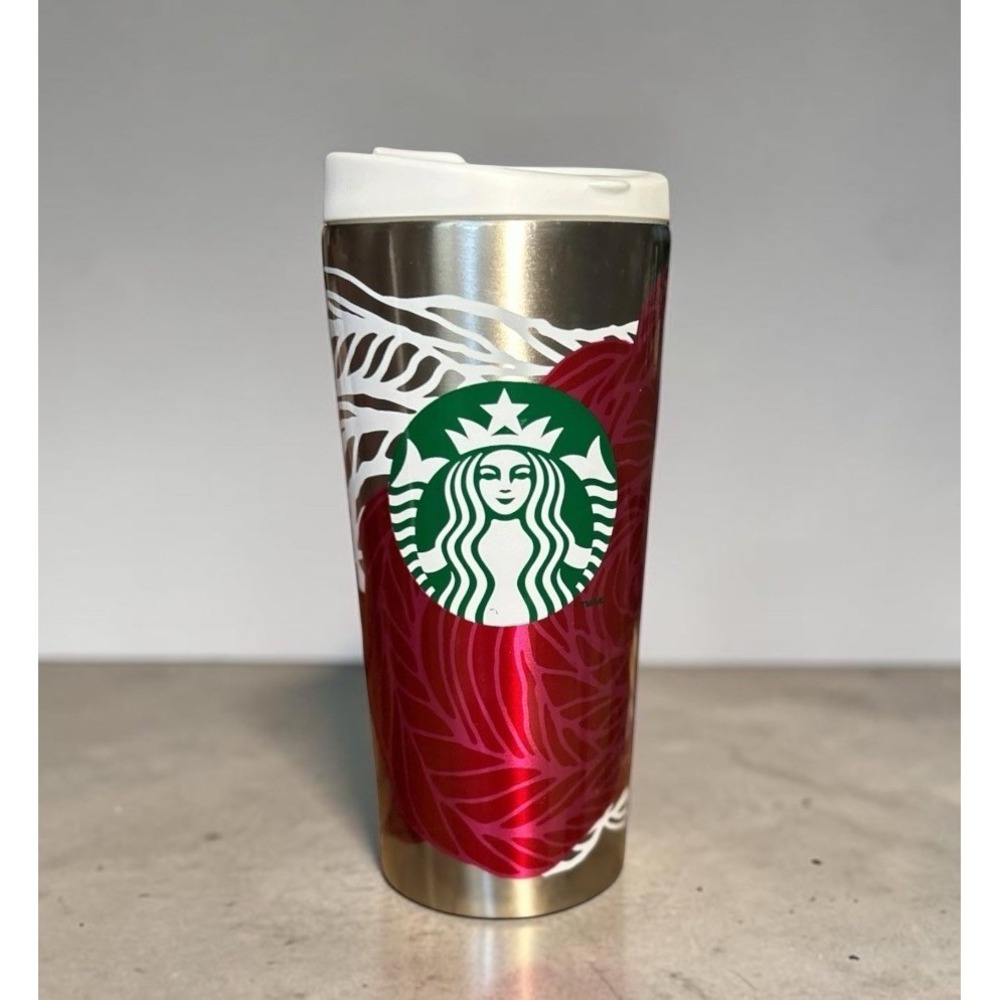 2014 STARBUCKS Stainless Steel Travel Tumbler Mug & Lid 16 oz Holiday Christmas
